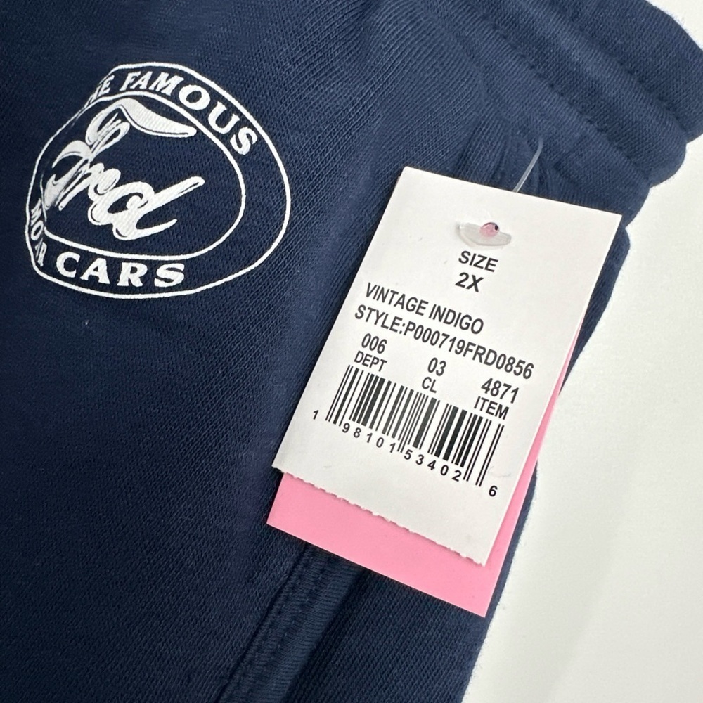 NWT Ford Cars Striped Fleece Shorts Women's Size 2X Retro Lounge Comfy - Picture 2 of 4